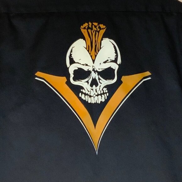 Dickies Mens Work Shirt Size XL Black Skull Design Button Front Short Sleeve - Picture 2 of 8